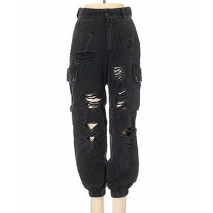 Black Carmar Denim Distressed Joggers